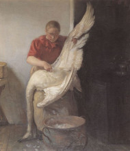 Картина "a young girl plucking a swan" художника "анкер анна"