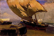 Репродукция картины "dragging the trawler" художника "соролья хоакин"