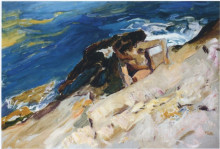 Репродукция картины "looking for crabs among the rocks, javea" художника "соролья хоакин"
