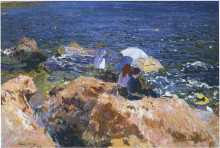 Репродукция картины "on the rocks at javea" художника "соролья хоакин"