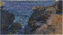 Копия картины "rocks at javea, the white boat" художника "соролья хоакин"