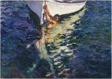 Копия картины "the white boat, javea" художника "соролья хоакин"