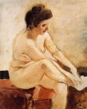 Репродукция картины "seated nude" художника "соролья хоакин"