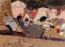 Картина "the beach at biarritz" художника "соролья хоакин"