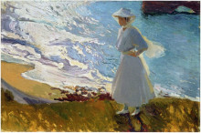 Репродукция картины "maria at the beach, biarritz" художника "соролья хоакин"