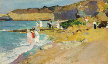 Картина "rocks and the lighthouse, biarritz" художника "соролья хоакин"