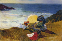 Репродукция картины "setting sun in biarritz" художника "соролья хоакин"