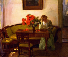 Картина "interior with red poppies" художника "анкер анна"