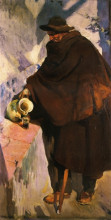 Репродукция картины "elderly castellano pouring wine" художника "соролья хоакин"