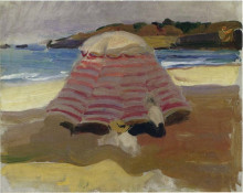 Копия картины "the beach of biarritz" художника "соролья хоакин"