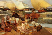 Репродукция картины "beach at valencia" художника "соролья хоакин"