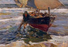 Копия картины "beaching the boat (study)" художника "соролья хоакин"