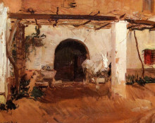 Репродукция картины "orchard house, valencia (study)" художника "соролья хоакин"