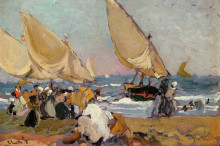 Картина "sailing vessels on a breezy day, valencia" художника "соролья хоакин"