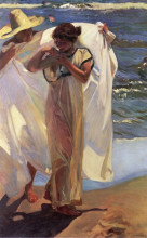 Репродукция картины "after the bath" художника "соролья хоакин"