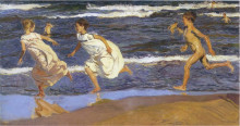 Картина "running along the beach" художника "соролья хоакин"