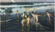Репродукция картины "sad inheritance study (beach rascals)" художника "соролья хоакин"
