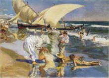 Копия картины "valencia beach in the morning light" художника "соролья хоакин"
