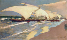 Репродукция картины "valencian boats" художника "соролья хоакин"