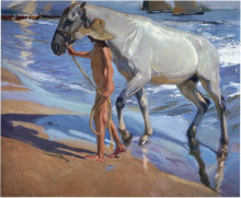 Копия картины "washing the horse" художника "соролья хоакин"
