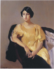 Репродукция картины "elena in a yellow tunic" художника "соролья хоакин"