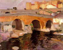 Копия картины "the old bridge of avila" художника "соролья хоакин"