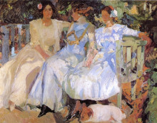 Картина "my wife and daughters in the garden" художника "соролья хоакин"