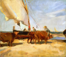 Картина "on the beach at valencia" художника "соролья хоакин"