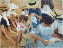 Репродукция картины "on the sands at zarauz beach" художника "соролья хоакин"