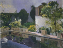 Репродукция картины "reservoir at the alcazin seville" художника "соролья хоакин"