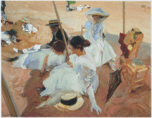 Копия картины "under the sawning at zarauz beach" художника "соролья хоакин"