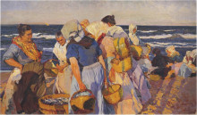 Репродукция картины "fisherwomen" художника "соролья хоакин"