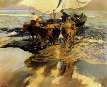 Копия картины "in hope of the fishing" художника "соролья хоакин"