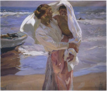 Репродукция картины "just out of the sea" художника "соролья хоакин"