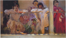 Копия картины "artist&#39;s patio, cafe novedades, seville" художника "соролья хоакин"
