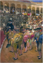 Репродукция картины "seville, the bullfighters" художника "соролья хоакин"