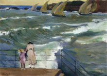 Репродукция картины "the waves at san sebastian" художника "соролья хоакин"