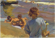 Копия картины "children on the beach, valencia" художника "соролья хоакин"