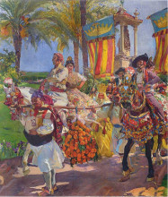 Копия картины "valencia, couples on horseback" художника "соролья хоакин"