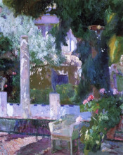 Репродукция картины "rose bush at the sorolla house" художника "соролья хоакин"