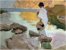 Репродукция картины "elena in cove, san vicente at majorca" художника "соролья хоакин"