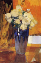 Репродукция картины "white roses from the house garden" художника "соролья хоакин"