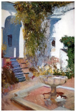 Репродукция картины "fountain at the alcazin sevilla" художника "соролья хоакин"