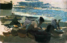 Копия картины "washerwomen (sketch)" художника "соролья хоакин"