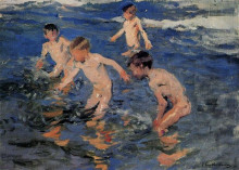 Репродукция картины "bathing" художника "соролья хоакин"