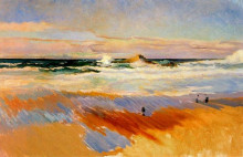 Картина "beach of biarritz, france" художника "соролья хоакин"