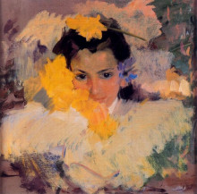 Картина "girl with flowers" художника "соролья хоакин"