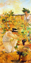 Репродукция картины "grape harvest" художника "соролья хоакин"