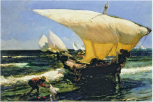 Репродукция картины "on the coast of valencia" художника "соролья хоакин"
