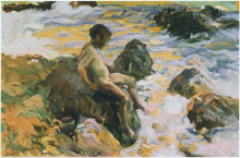 Репродукция картины "boy in sea foam" художника "соролья хоакин"